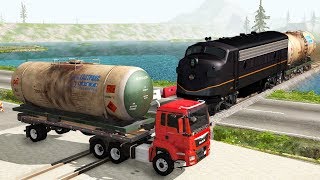 Railway Сrossing Train Сrashes #2 -Beamng drive