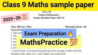 DAV Class 9 Maths Sample Paper 2025–26 🧮📘 | Full Paper | CBSE Class 9 Maths
