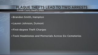 Dozens of bronze memorial plaque thefts in North Iowa lead to arrests of two suspects