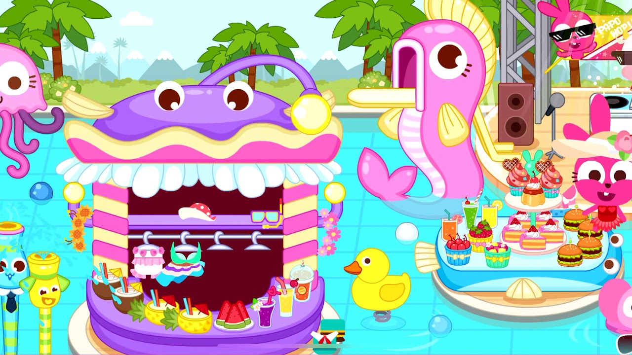 Have a pool party with Purple Pink lots of food and drinks in Papo Town ...