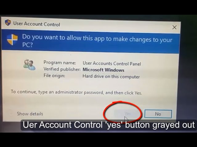 Fix user. UAC Windows 10. Allow button. UAC ha112342c.