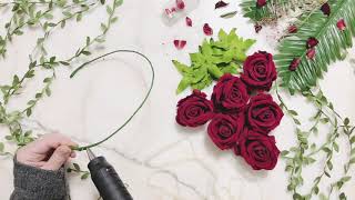 🍃🥀 | Red Flowers Crown | 🥀🍃 | DIY | 🌿🥀| تاج ورد احمر بطريقة بسيطة | 🌿🥀