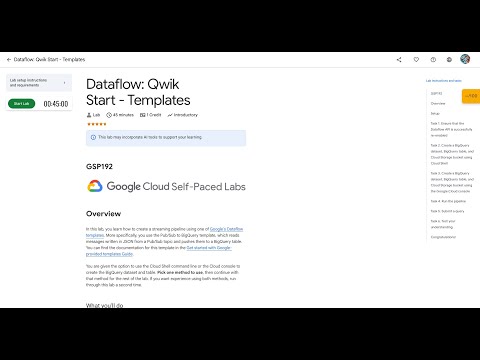 Qwiklabs | Dataflow: Qwik Start - Templates [GSP192]