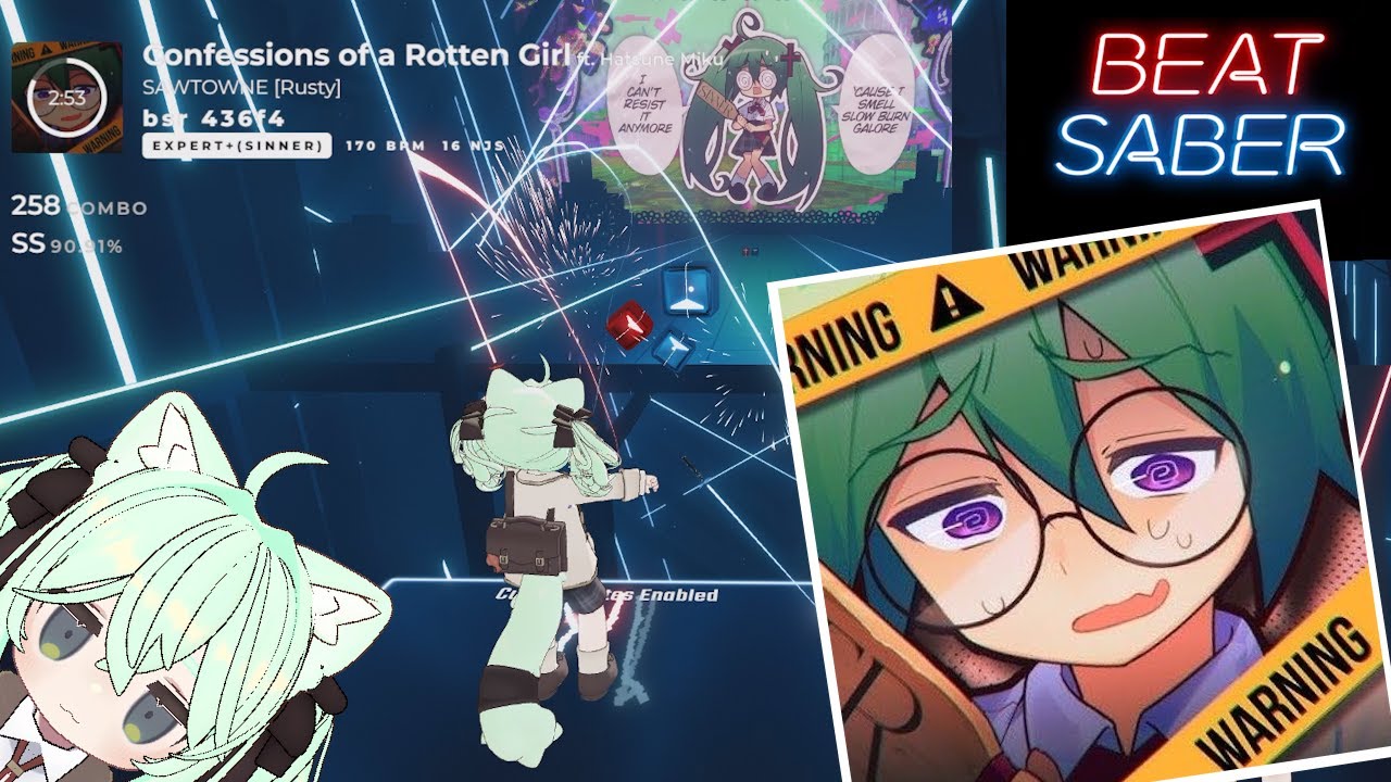 [Beat Saber] Confessions of a Rotten Girl/SAWTOWNE - Expert+(1259/1264 - SS - 91.15%)