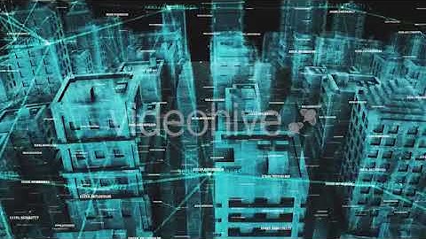 Network Social And Data Communication Connection Around Digital Hologram City
