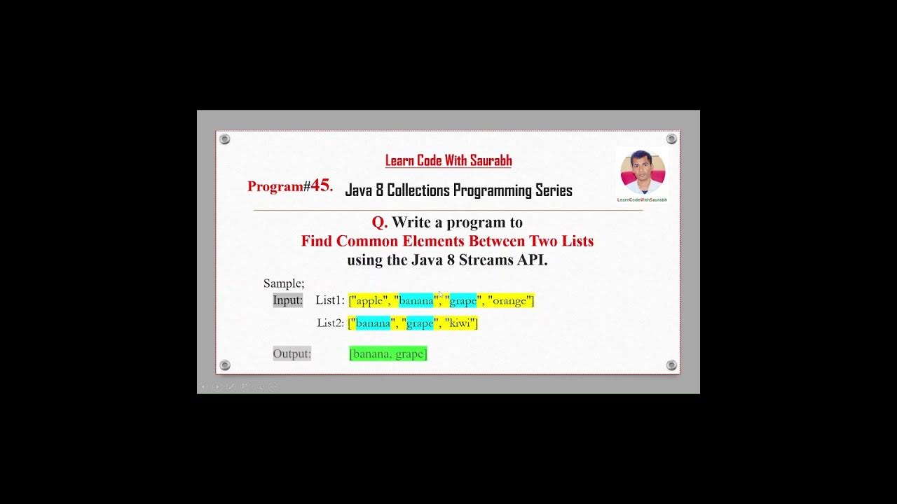 Link In Description: Q45 Find Common Elements Between Two Lists using ...