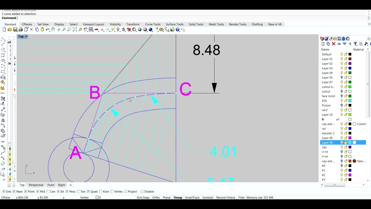Tangent Handrailing the ordinate method Part 2