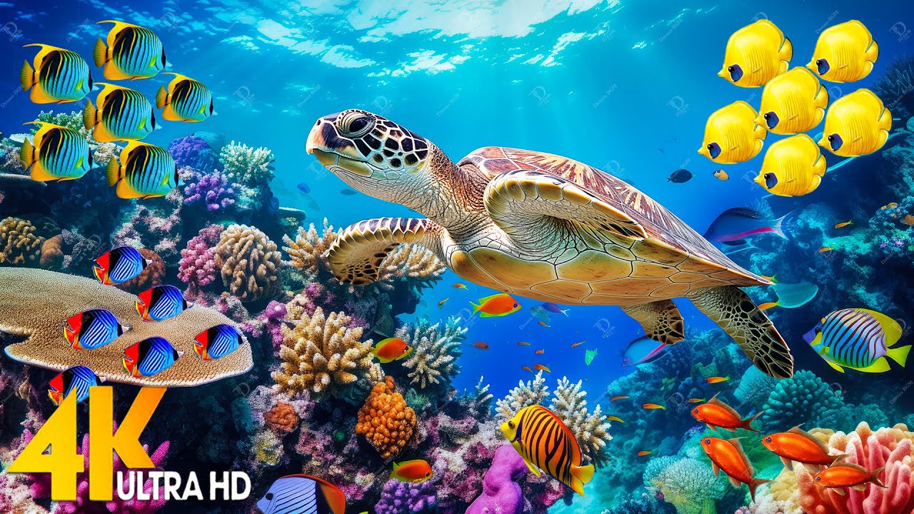 Under Red Sea 4K – Beautiful Coral Reef Fish in Aquarium, Sea Animals for Relaxation – 4K Video #132