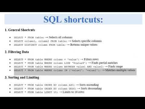 SQL shortcuts | SQL in 1 Page | SQL in 3 Minutes - YouTube