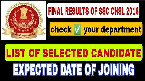 SSC CHSL 2018 FINAL RESULT ssc chsl 2018 final result cutt off and dept allocation