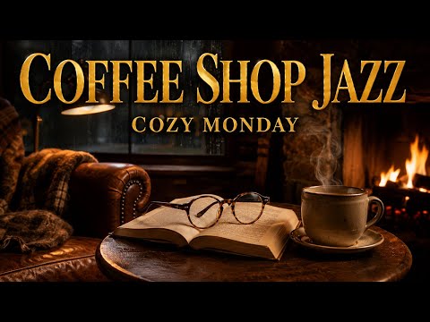 Monday Coffee Shop Jazz ☕🔥🌧 Smooth Jazz, Fireplace & Rain | 2.5h Cozy Evening Reading