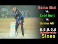 Best match 2023  bantu bhai vs zebi butt vs usma alli  unbelievable sixes in tapeball cricket