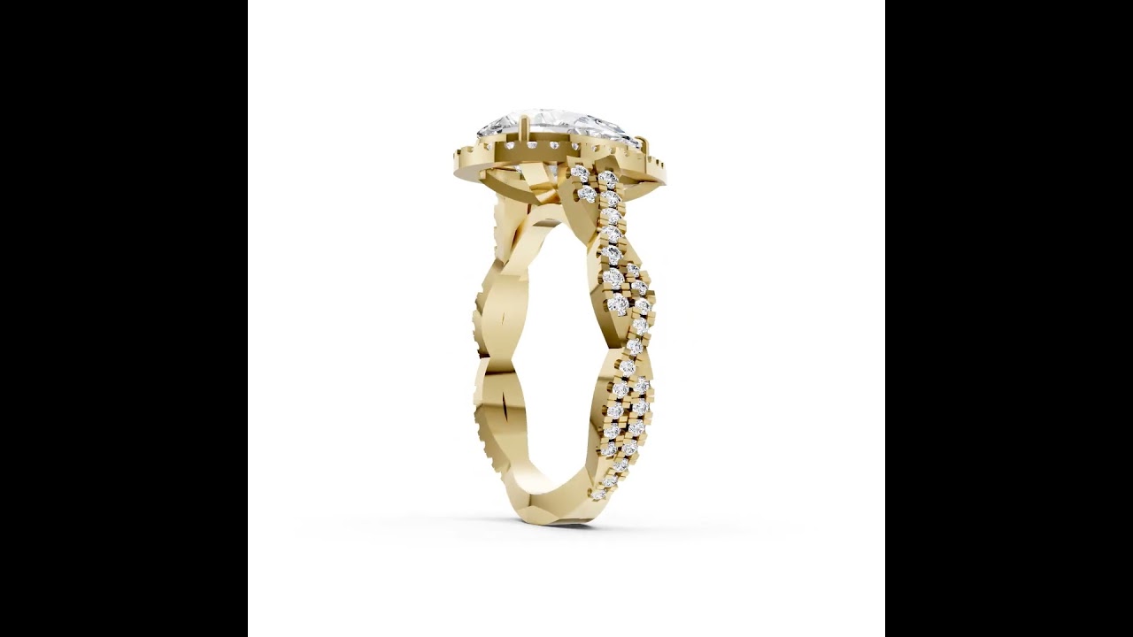 Pear Cut Diamond Halo with Twisted Pave Ring