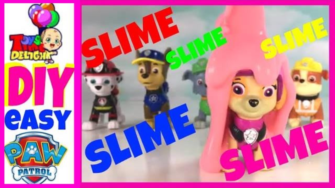 how to make slime with water glue and laundry detergent DIY Slime Homemade EASY || Nick Jr PAW PATROL TOYS || Fun Springbreak Kids Activity