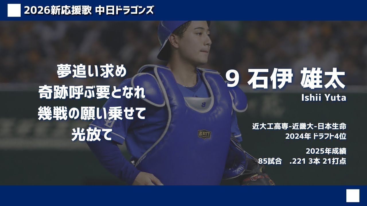 【2026新応援歌メドレー】中日ドラゴンズ（石伊雄太・ブライト健太・ボスラー・山本泰寛）