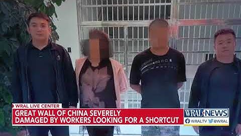 Great Wall of China severely, irreparably damaged by men using excavator to 