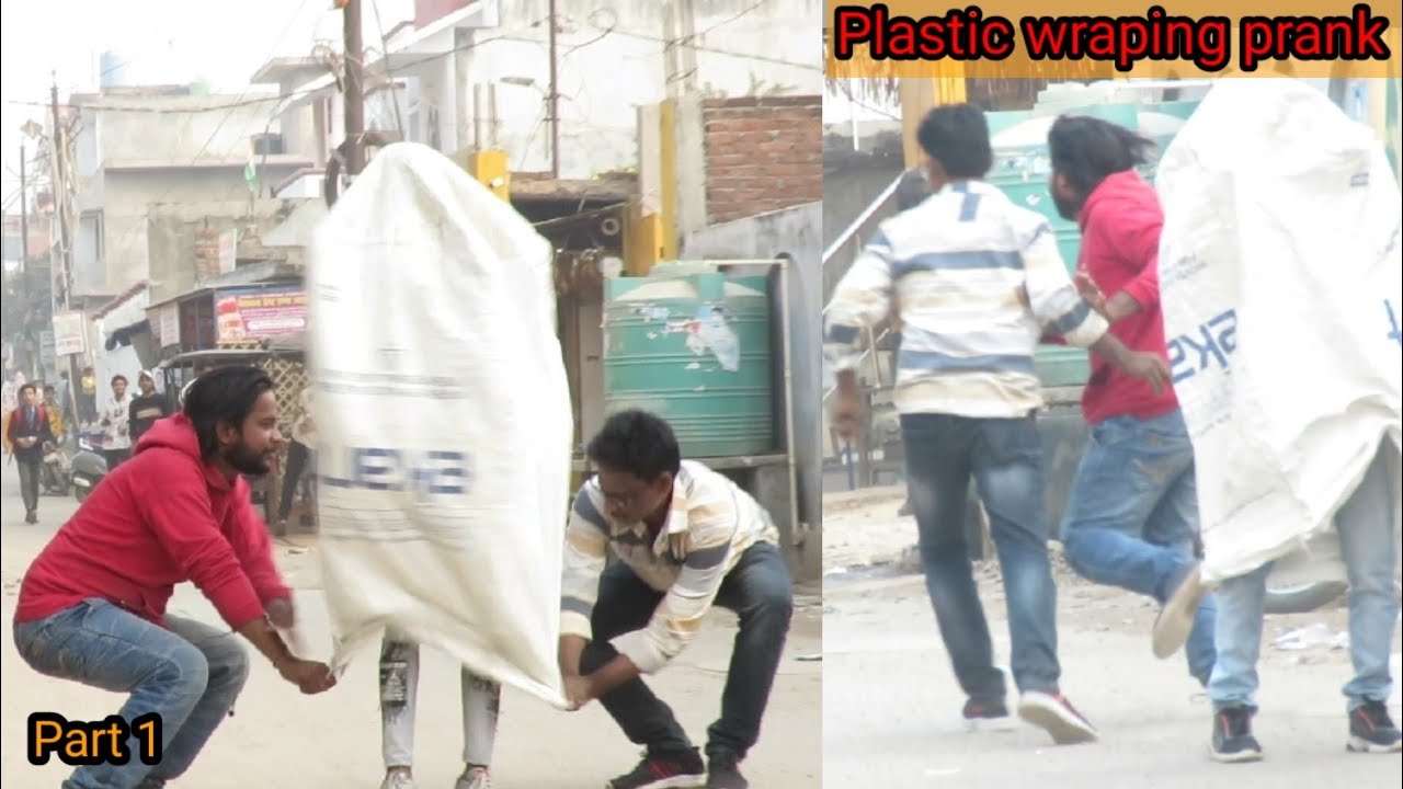 plastic wrapping people prank // in India prank 2022