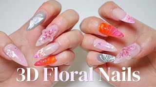 let’s do 3D floral nails at home! (ASMR gel-x nail art using korean nail brands)