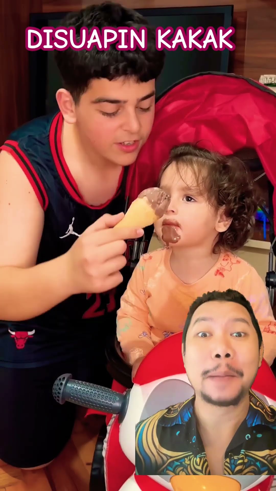 DISUAPIN ICE CREAM AMA KAKAK!!!?? #cute #baby #funny #lucu #chocolate