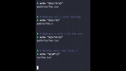 String pattern replacements using Parameter Expansion in #bash #shell #scripting #coding #linux