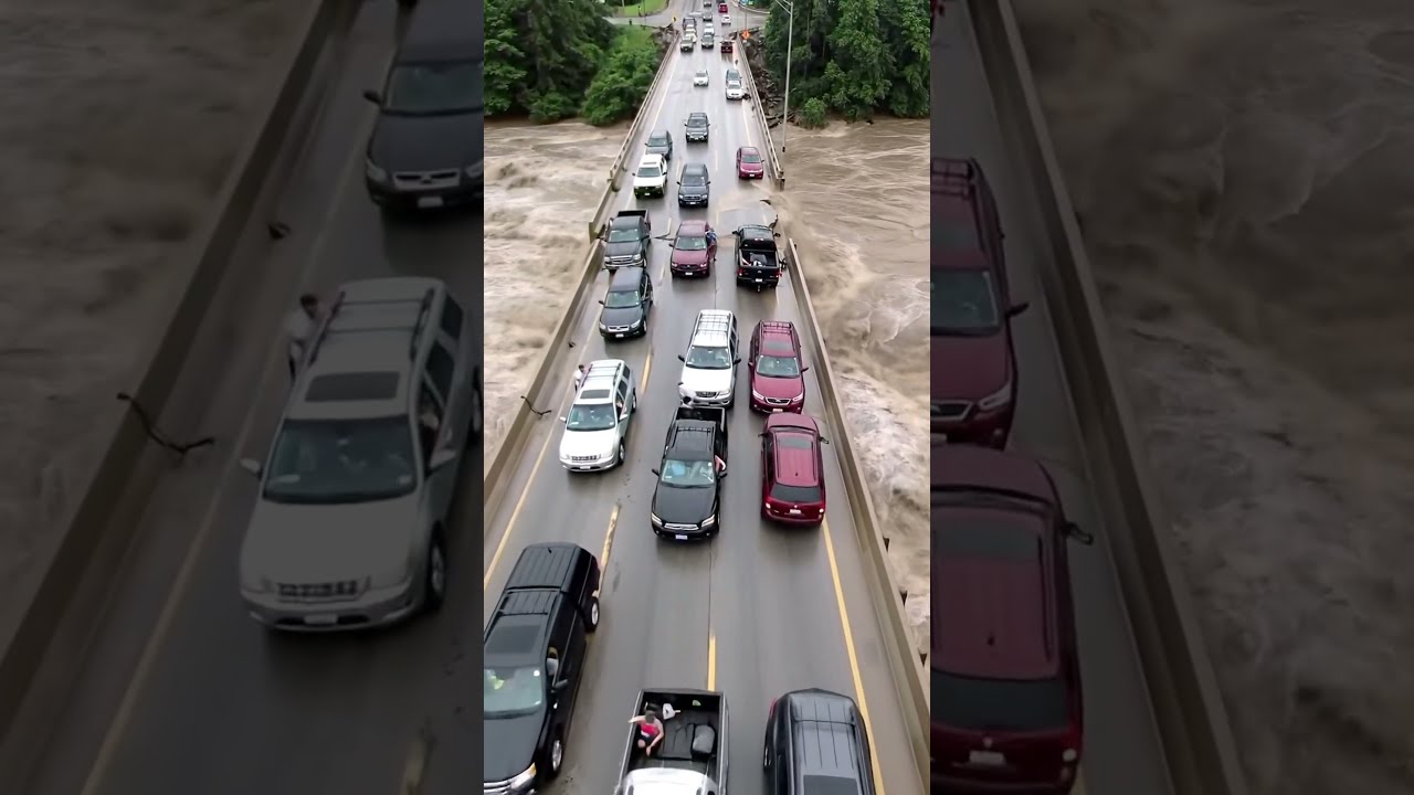 Bridge Collapses In Catastrophic Flood Vehicles Dragged Into River Viral Shorts