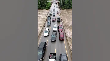 Bridge Collapses In Catastrophic Flood Vehicles Dragged Into River Viral Shorts 