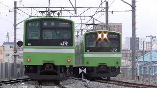 JR西日本　おおさか東線の新線で201系電車離合シーンを撮影（H31.1.29)