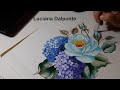 Como pintar Rosas, Hortênsias e folhas  Pintura em tecido  Luciana Dalponte