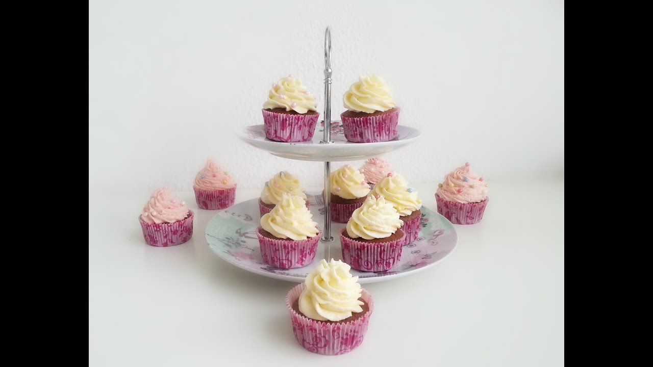 Schoko Vanille Cupcakes mit Frischkäsefrosting - YouTube