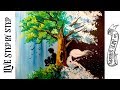 EASY Cotton Swab Acrylic Painting Technique | Day and Night Tree 🌞 🌜 | TheArtSherpa