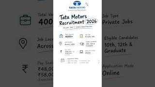 🚨 Rekrutmen Tata Motors 2026 | 4000  Lowongan | Lulusan SMP, SMA & Sarjana