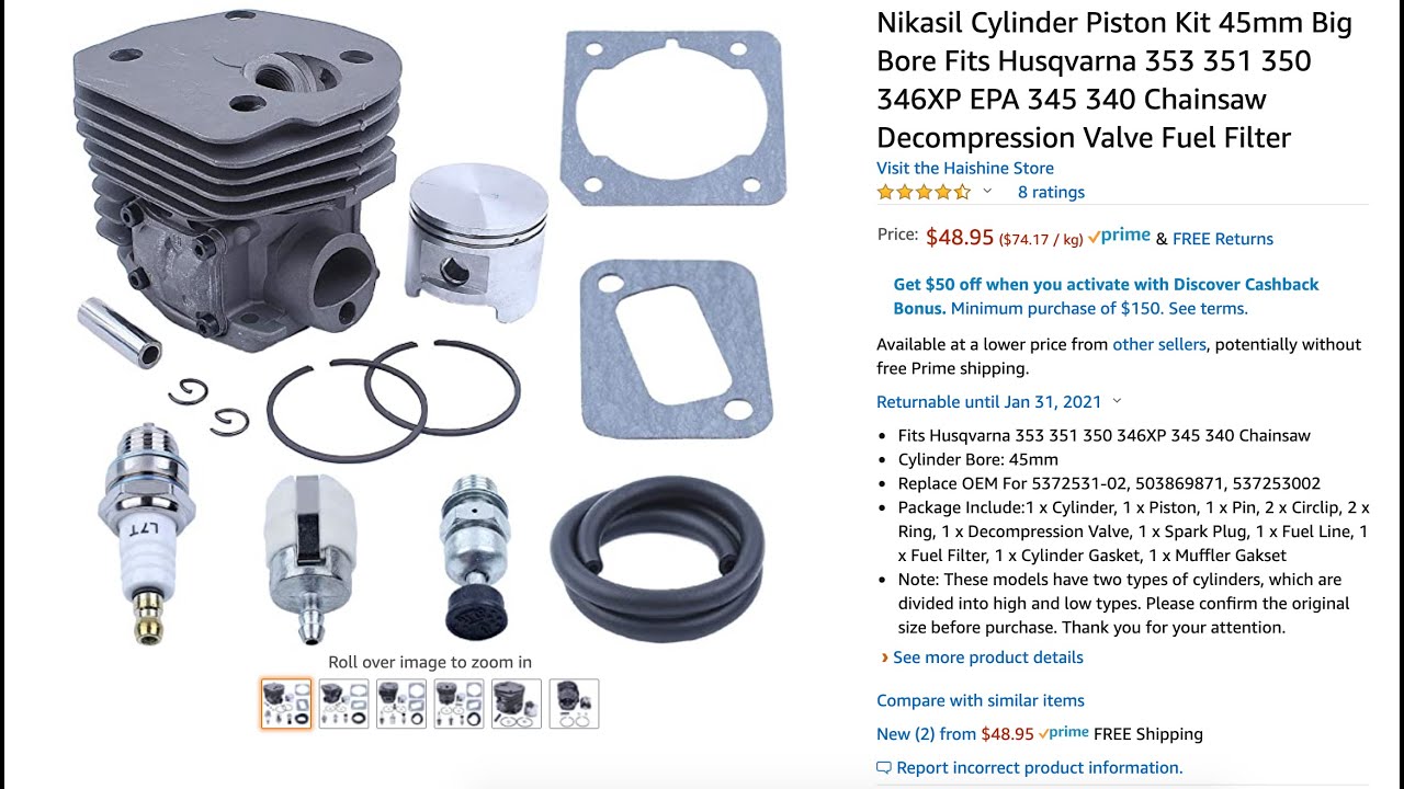 Поможет ли двигатель за 50 долларов с Amazon починить бензопилу Husqvarna 350? Комплект цилиндра ...