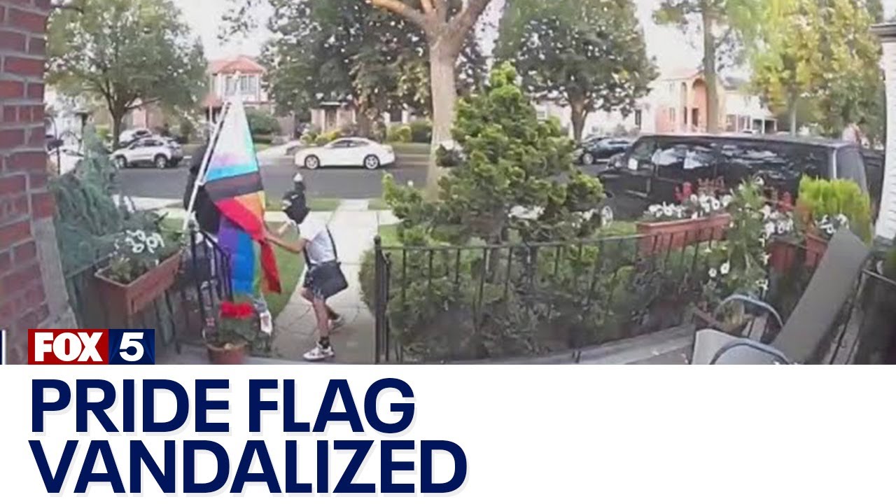 Pride Flag Vandalized At Queens Home Youtube