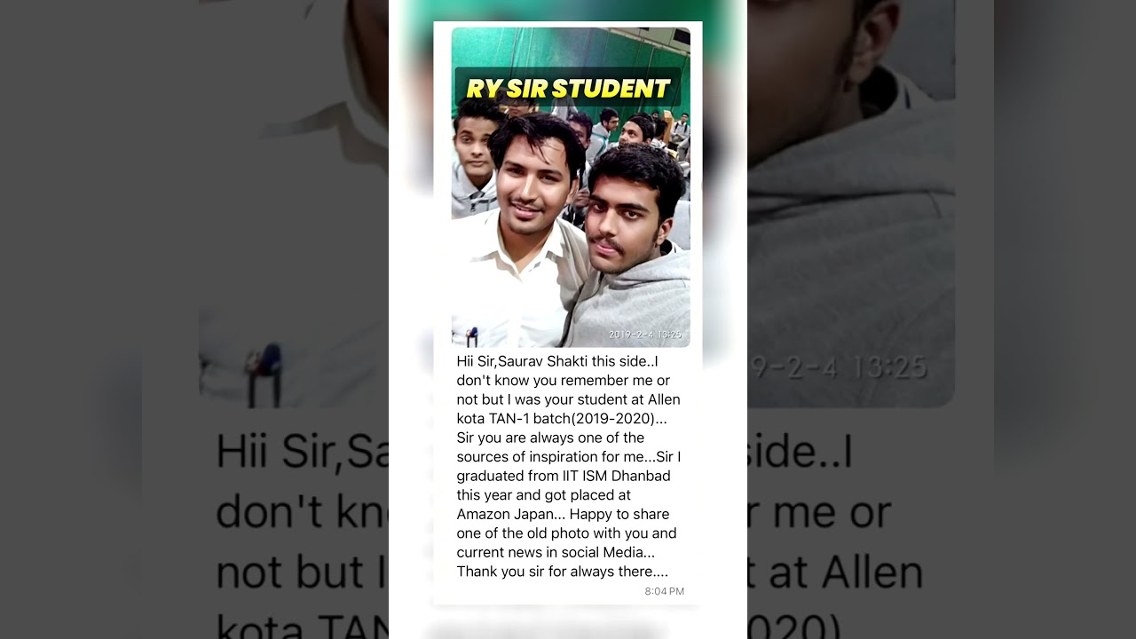 RY Sir Student recieves package of 1.2 cr in IIT  