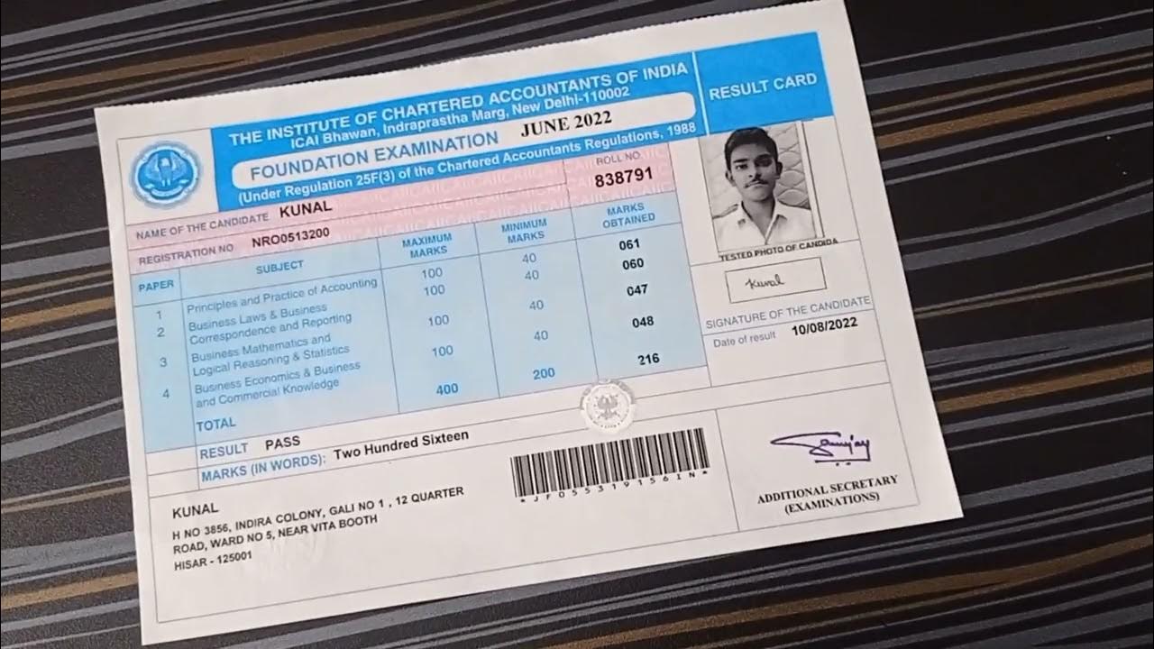 Got the Marksheet from icai CA foundation June 2022 ️ success 