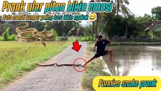 Prank Ular Piton Bikin Emosi || Super Lucu Auto Mandi Lumpur 🤣🤣 || Funniest Snake Prank