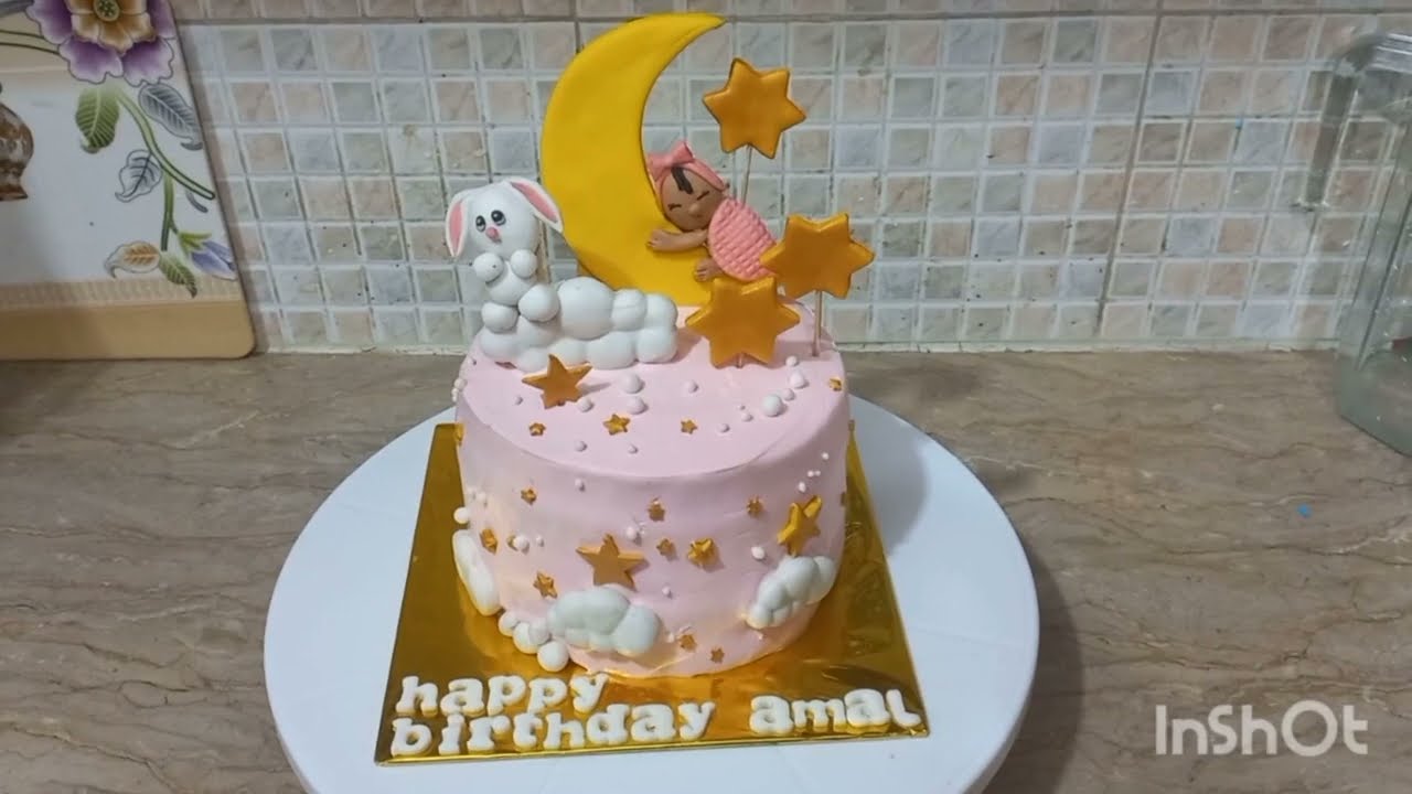 birthday cake design/ baby on the moon cake / moon baby star bunny cake /latest trending cake design