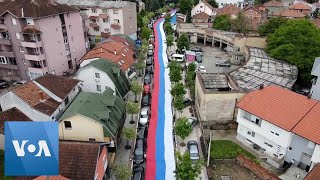 Aerial View Of Serbian Flag At Kosovo Protest Voa News