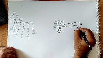 how to draw a farm land and bullock cart