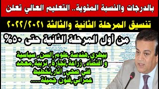 علمي وأدبي بالدرجات, بداية من 50% إلى 88% تنسيق كليات المرحلة الثانية والثالثة, شوف مجموعك هيدخلك أي