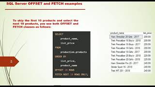 SQL Server - Sorting data using ORDER BY and Limiting rows using OFFSET FETCH and SELECT TOP