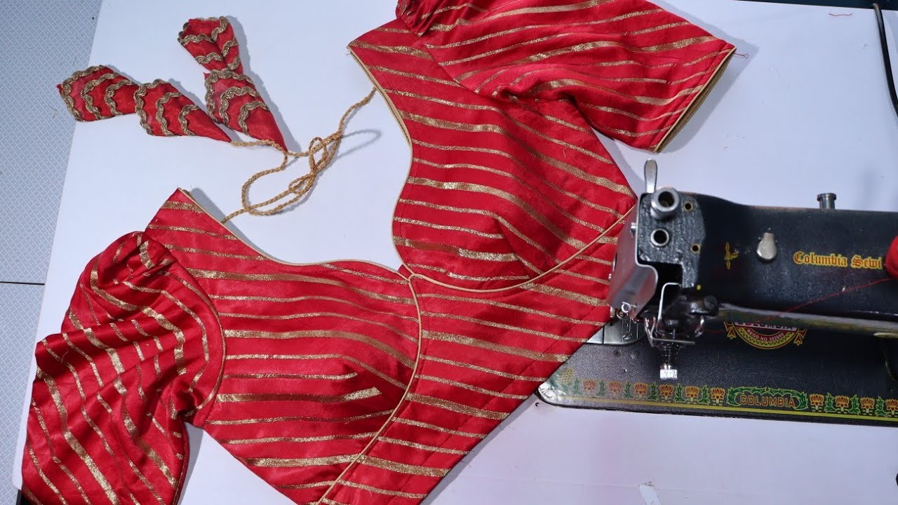 Round belt 1 Tucks sbhyaschi blouse cutting/shoulder Tucks blouse cutting /Deep neck blouse cutting