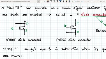 Analog VLSI Design Lecture 9 | Part 3 | Diode connected MOSFET
