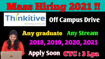 Thinkitive Off Campus Recruitment 2021/2020/2019/2018 | Eligibility Criteria| Exam Pattern|#freshers
