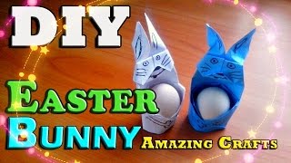 DIY Easy Easter Bunny From Paper. Origami Bunny Tutorial For Children. How To Make Rabbit Box