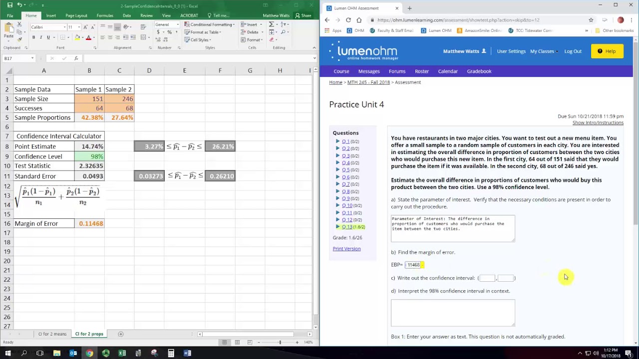 Confidence Interval Proportions 2 Samples - YouTube