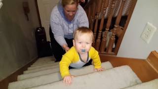 Josh climbing up the stairs