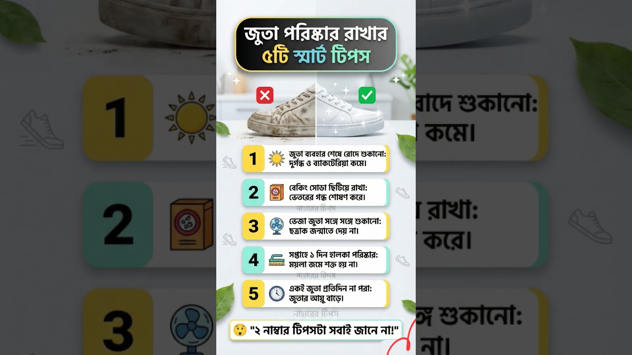 👟 জুতা পরিষ্কার রাখার ৫টি স্মার্ট টিপস | Shoe Care Hacks Bangla