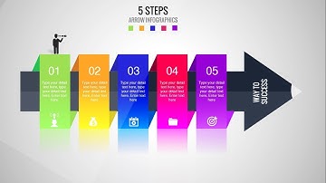 5 Steps Arrow Infographics Template for PowerPoint | Timelines | Stages | Processes | animation