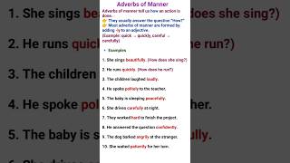 ADVERBS | Learn Adverbs Of Manner with Examples #english #grammar #shorts #ytshorts #viral #trending